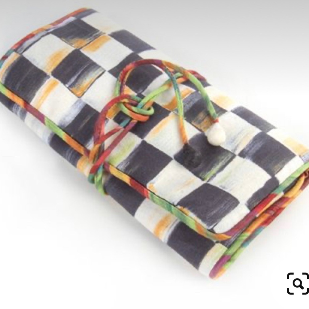 Mackenzie Childs Jewelry Roll Travel Pouch. Limited edition print.